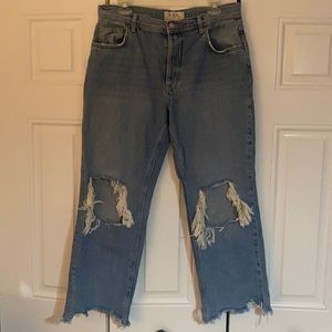 FREE PEOPLE MAGGIE STRAIGHT JEAN IN LIGHT DENIM